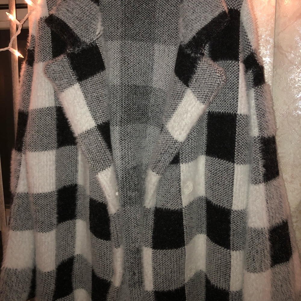 Primark oversized FUZZY checkered coat